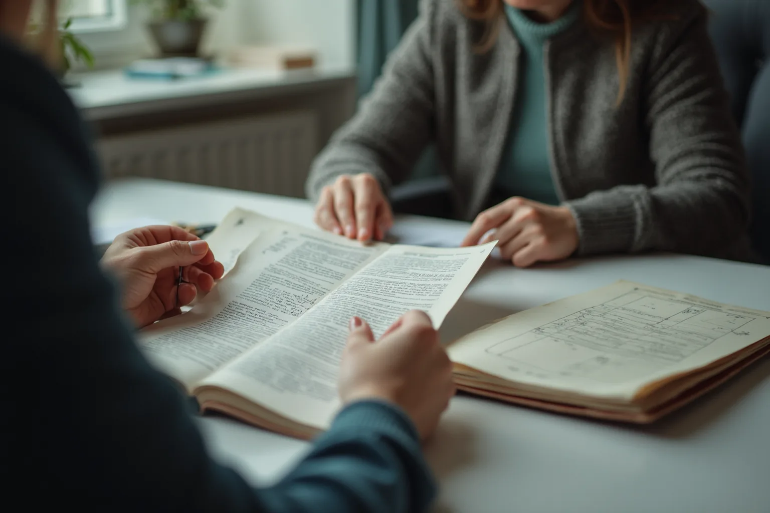 Porada przy biurku: kodeks, dokumenty i herbata