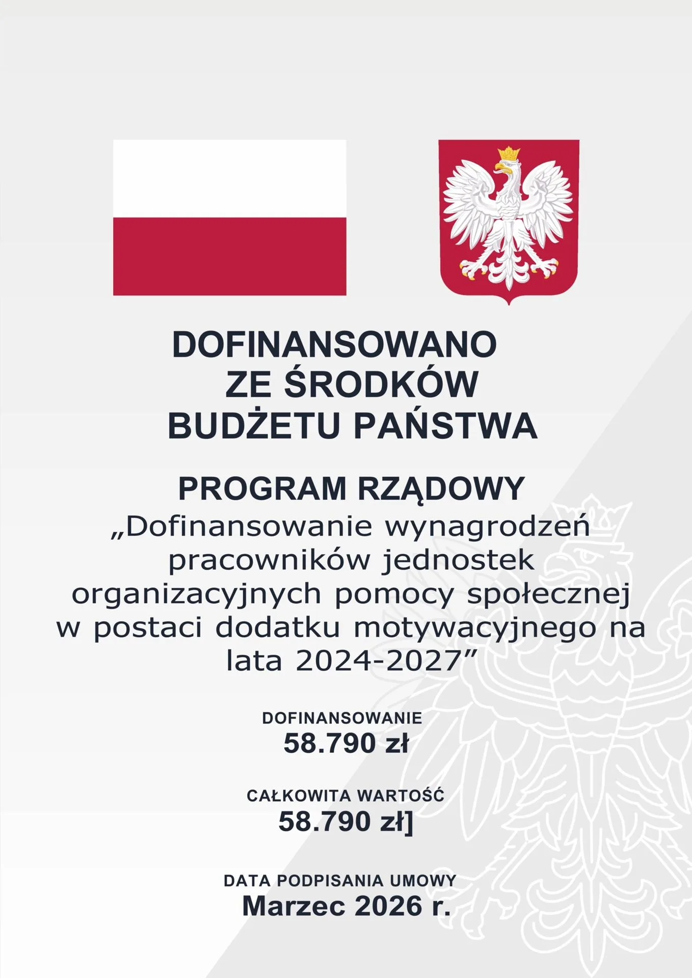 Plakat: dodatek motywacyjny dla pracowników pomocy społecznej 2026